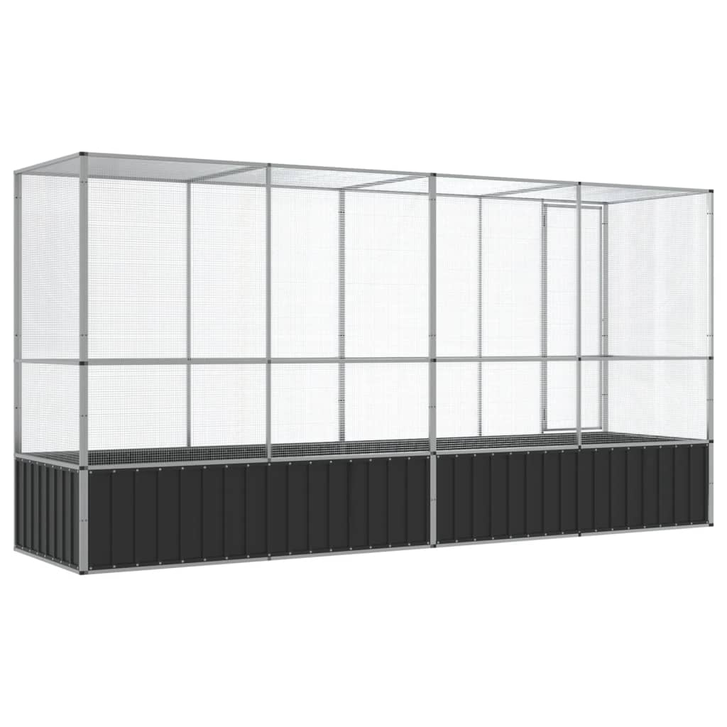Voliera con Estensione Argento 418,5x107x212 cm in Acciaio