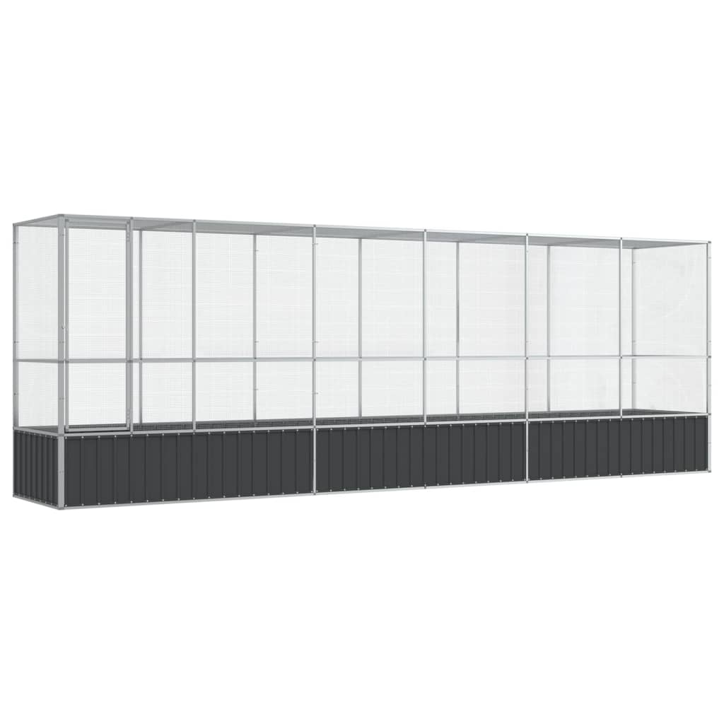 Voliera con Estensione Argento 626,5x107x212 cm in Acciaio