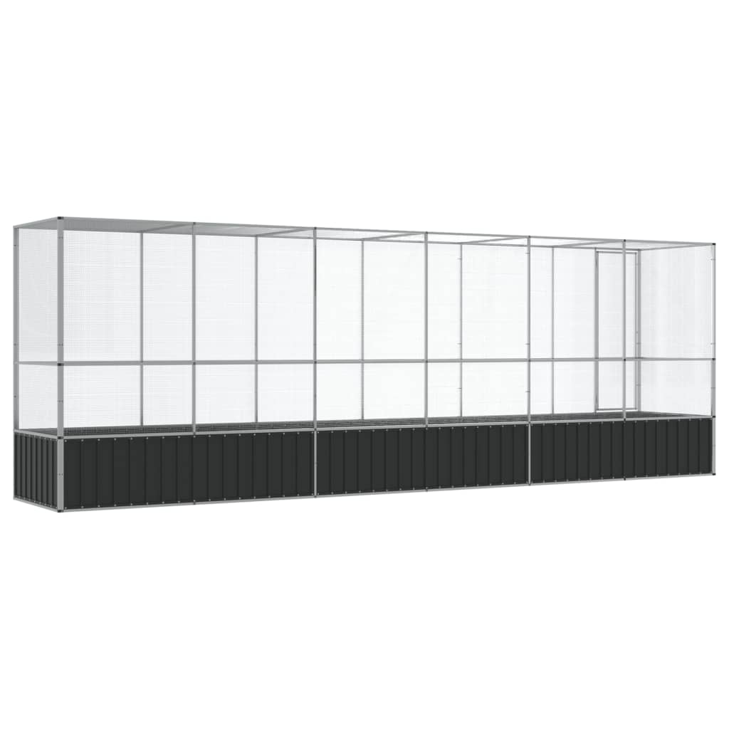 Voliera con Estensione Argento 626,5x107x212 cm in Acciaio