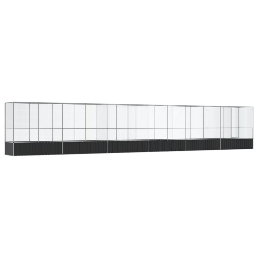 Voliera con Estensione Argento 1250,5x107x212 cm in Acciaio