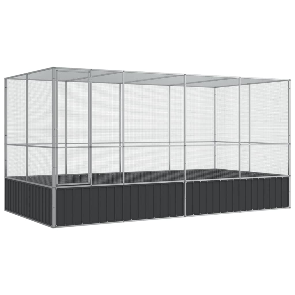 Voliera con Estensione Argento 418x207x212 cm Acciaio