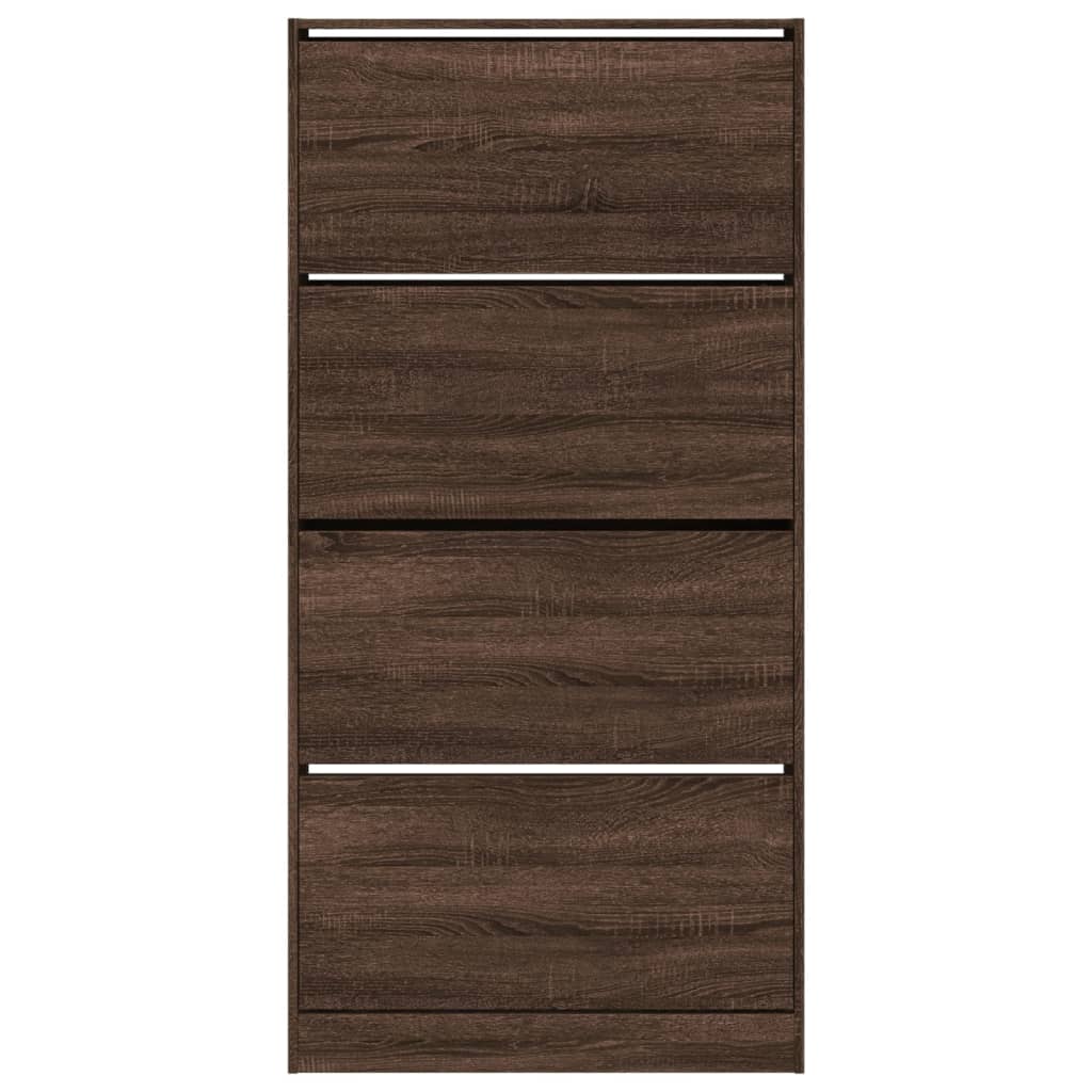 Scarpiera 4 Cassetti Ribaltabili Rovere Marrone 80x21x163,5 cm