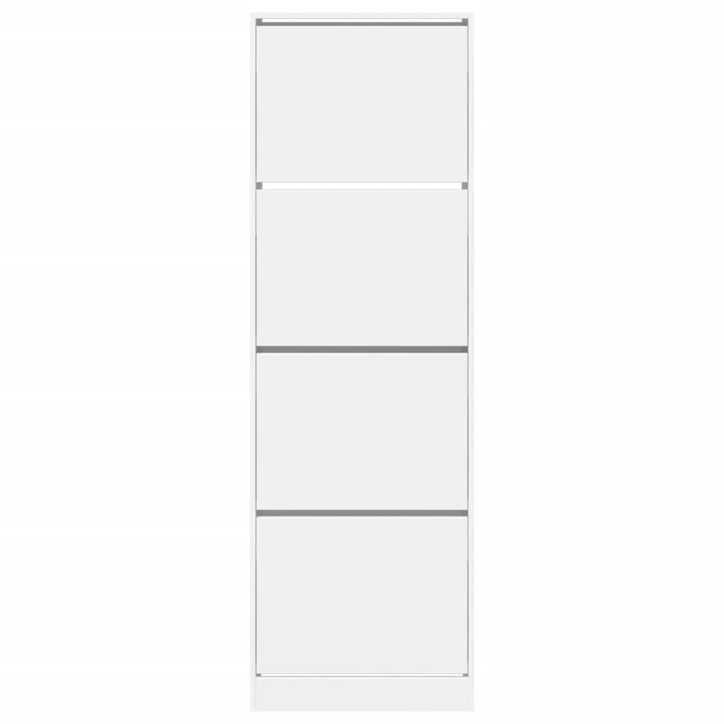 Scarpiera con 4 Cassetti Ribaltabili Bianca 60x34x187,5 cm