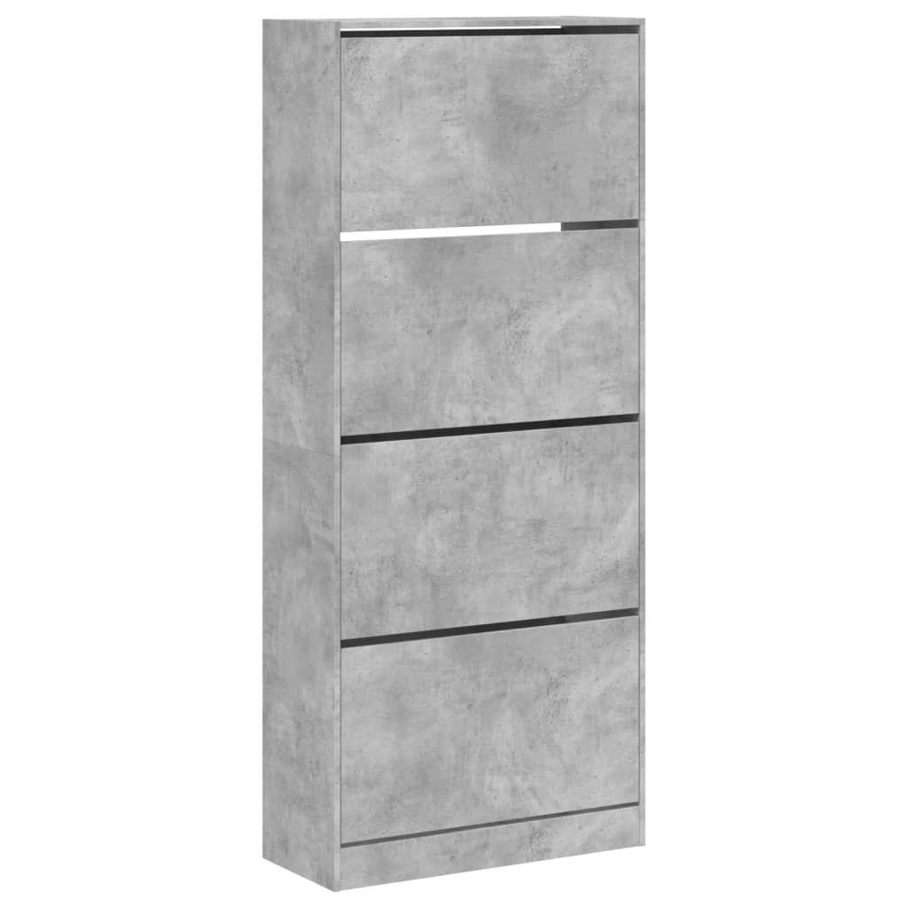 Scarpiera 4 Cassetti Ribaltabili Grigio Cemento 80x34x187,5 cm