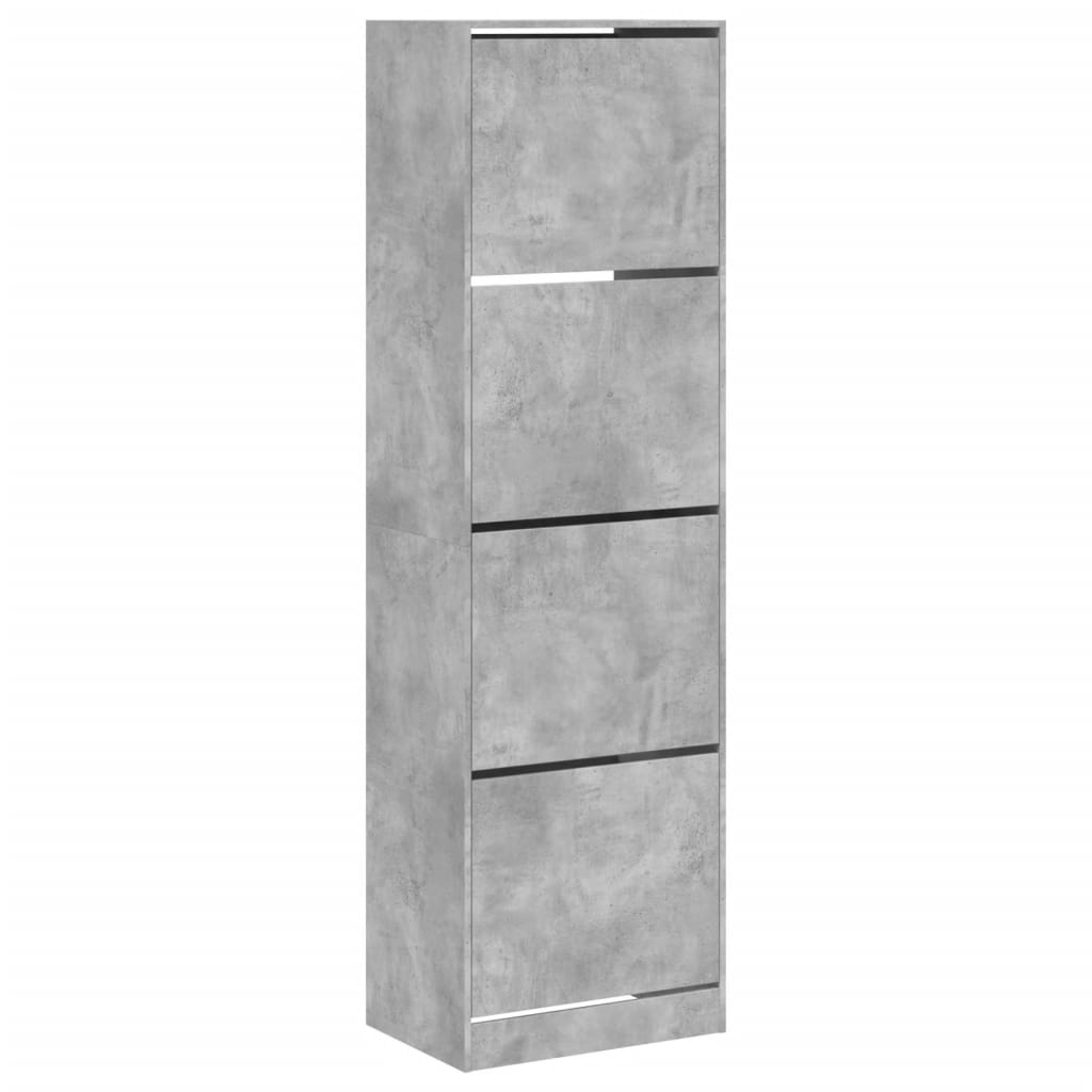 Scarpiera 4 Cassetti Ribaltabili Grigio Cemento 60x42x204 cm