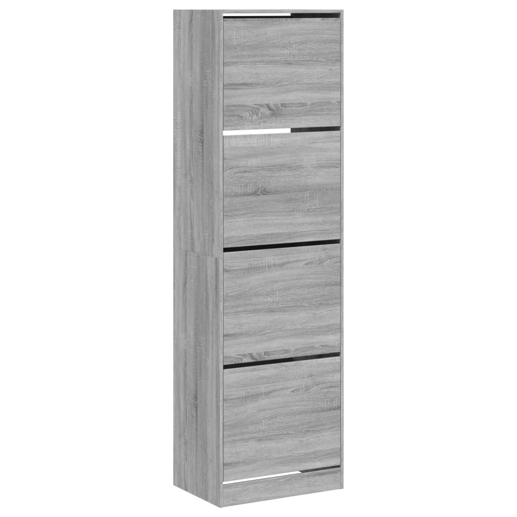 Scarpiera 4 Cassetti Ribaltabili Grigio Sonoma 60x42x204 cm
