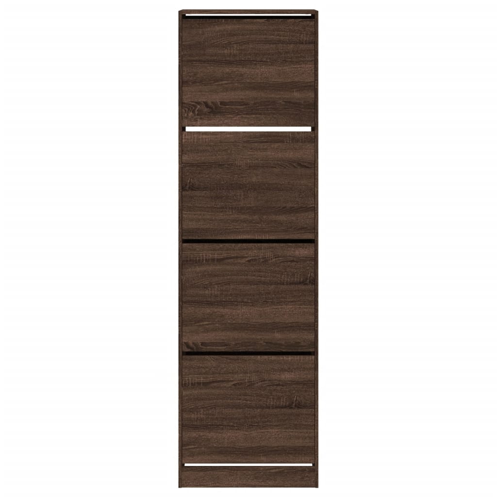 Scarpiera con 4 Cassetti Ribaltabili Rovere Marrone 60x42x204cm