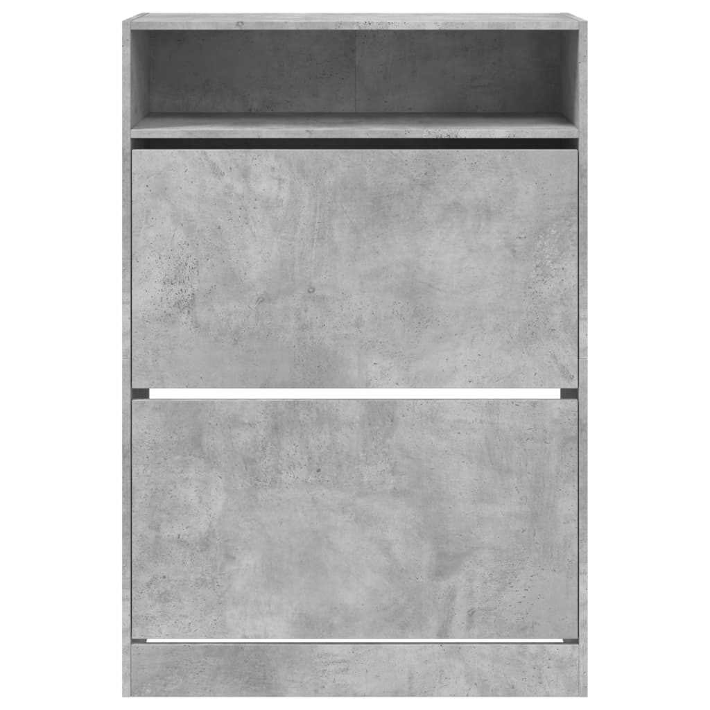 Scarpiera 2 Cassetti Ribaltabili Grigio Cemento 80x34x116 cm