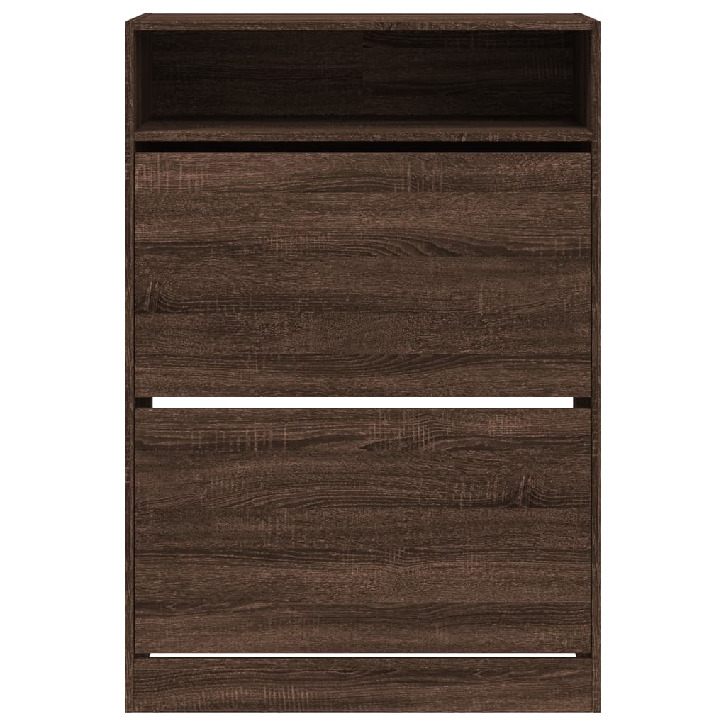 Scarpiera con 2 Cassetti Ribaltabili Rovere Marrone 80x34x116cm