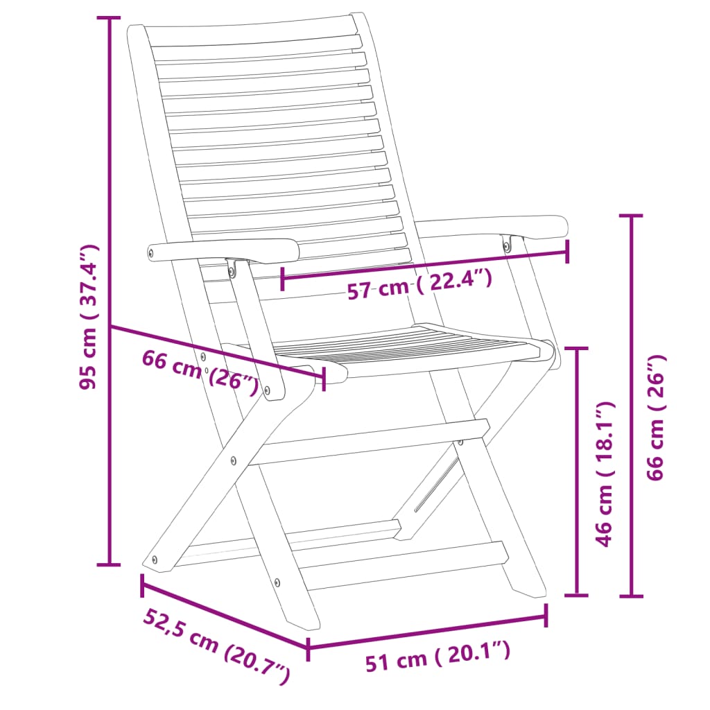 Sedie Pieghevoli 6 pz 57x66x95cm Legno Massello Acacia