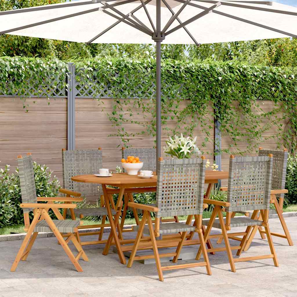 Sedie Reclinabili Pieghevoli 6pz Grigie Polyrattan