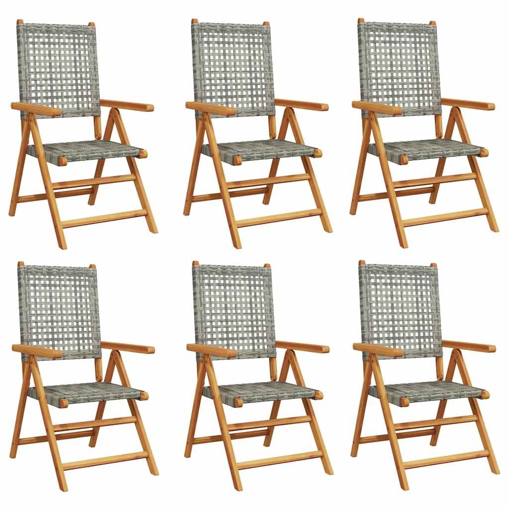 Sedie Reclinabili Pieghevoli 6pz Grigie Polyrattan
