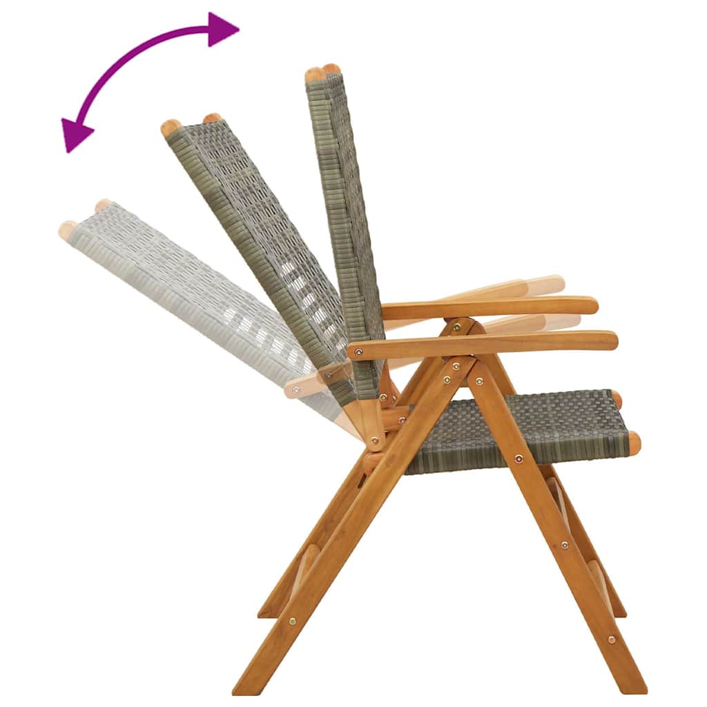 Sedie Reclinabili Pieghevoli 6pz Grigie Polyrattan