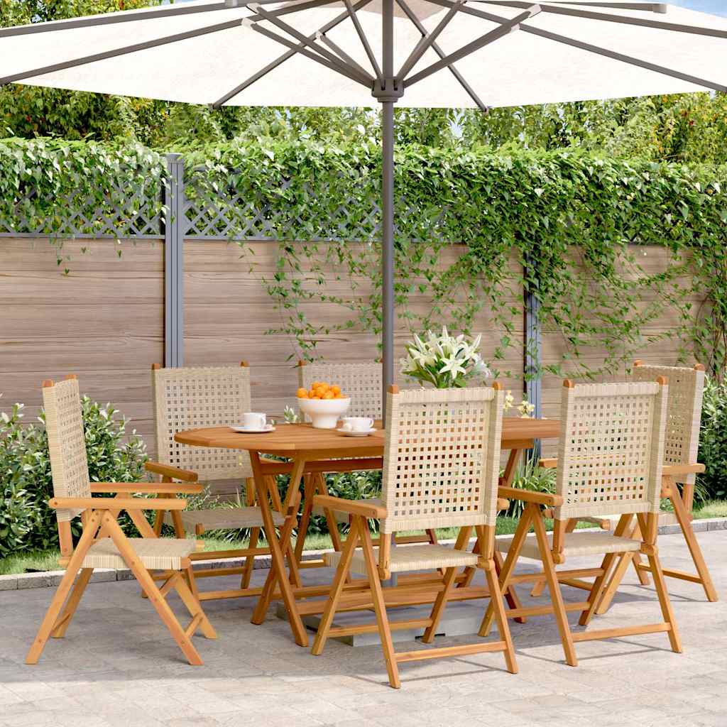 Sedie Reclinabili Pieghevoli 6pz Beige Polyrattan