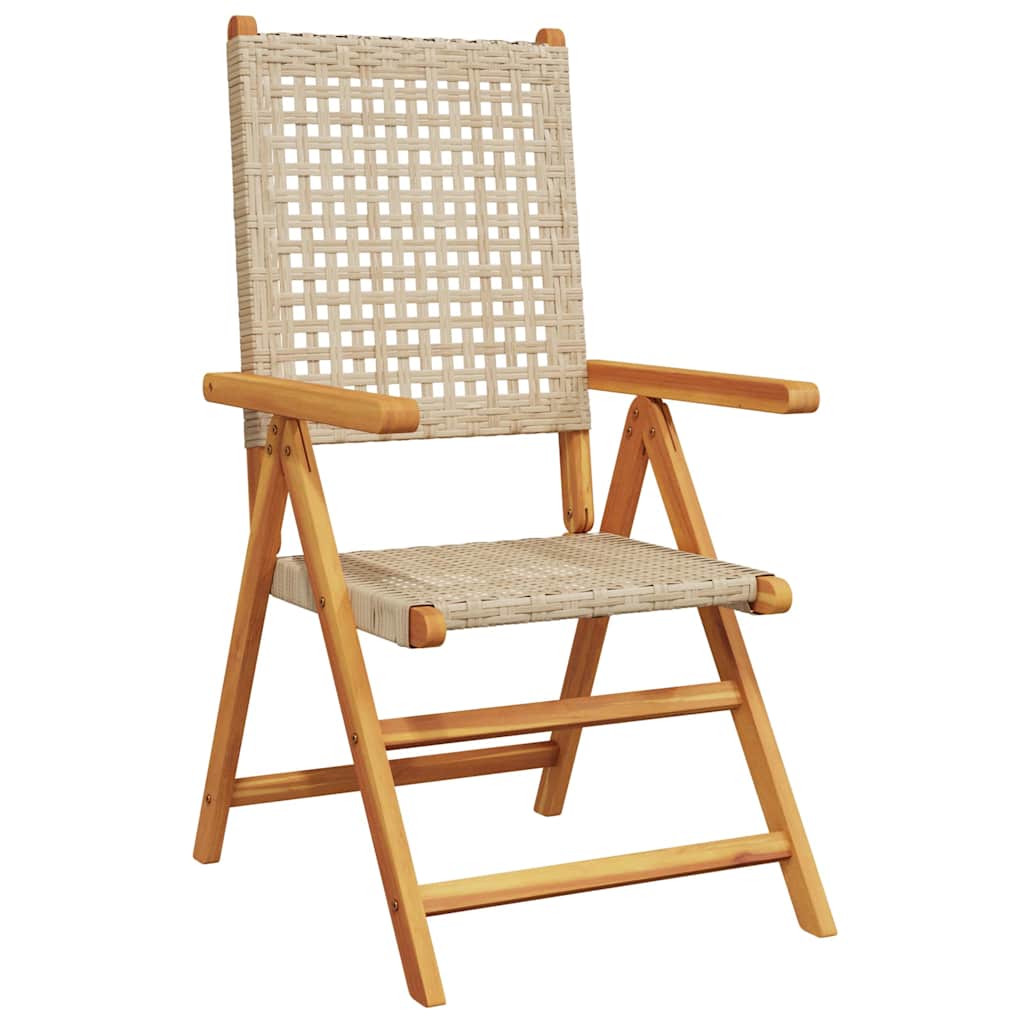 Sedie Reclinabili Pieghevoli 6pz Beige Polyrattan