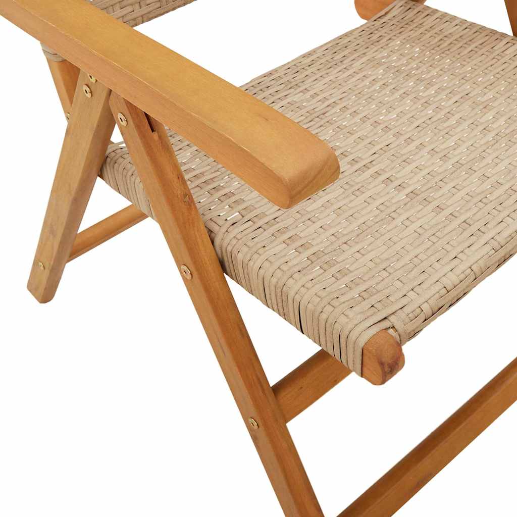 Sedie Reclinabili Pieghevoli 6pz Beige Polyrattan