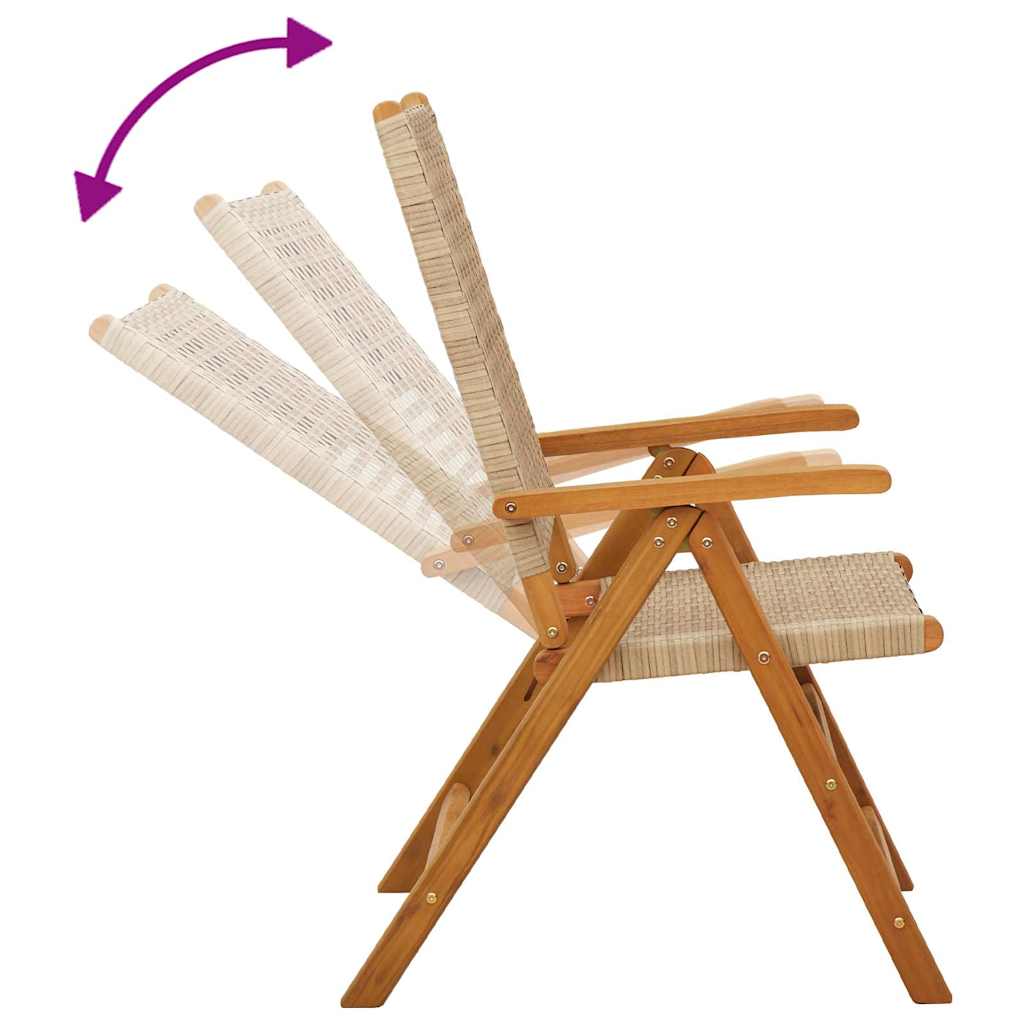 Sedie Reclinabili Pieghevoli 6pz Beige Polyrattan