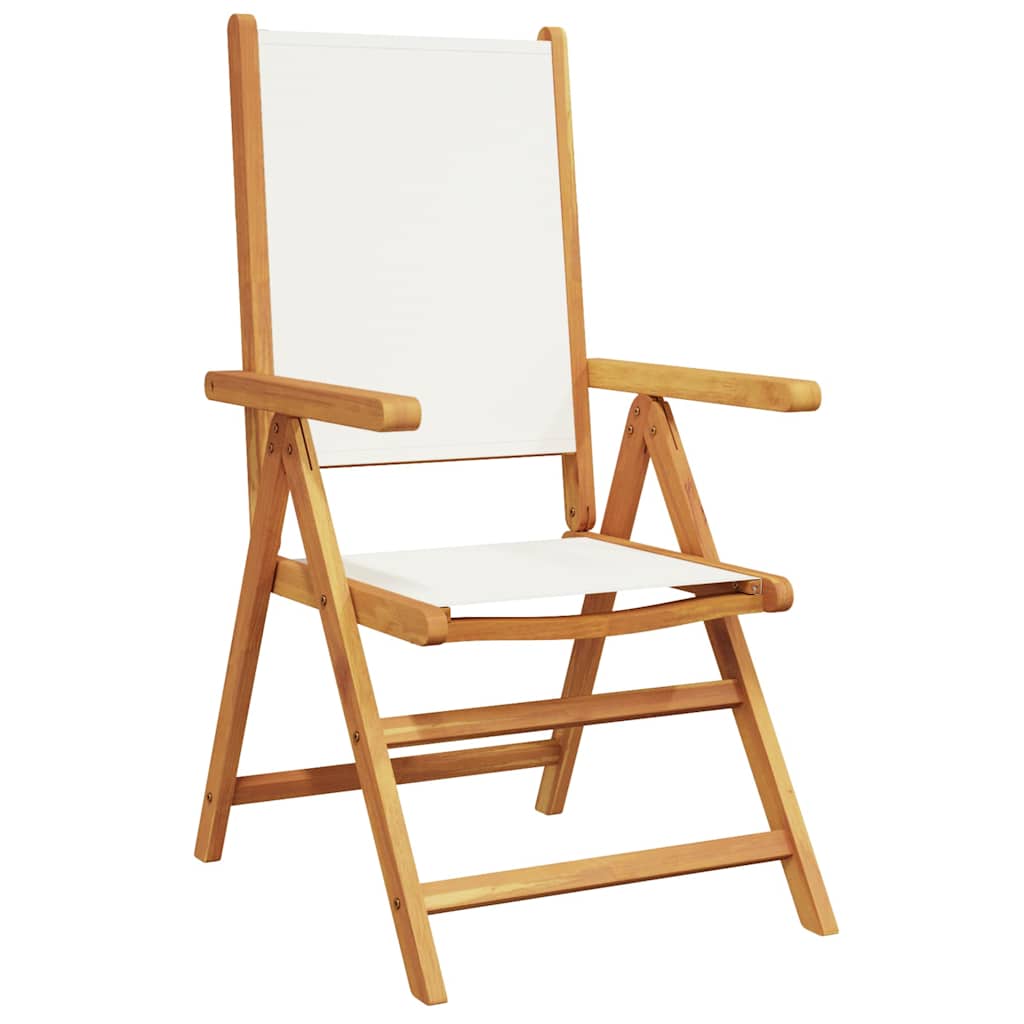 Sedie Reclinabili Pieghevoli 6pz Bianco Crema Tessuto e Legno