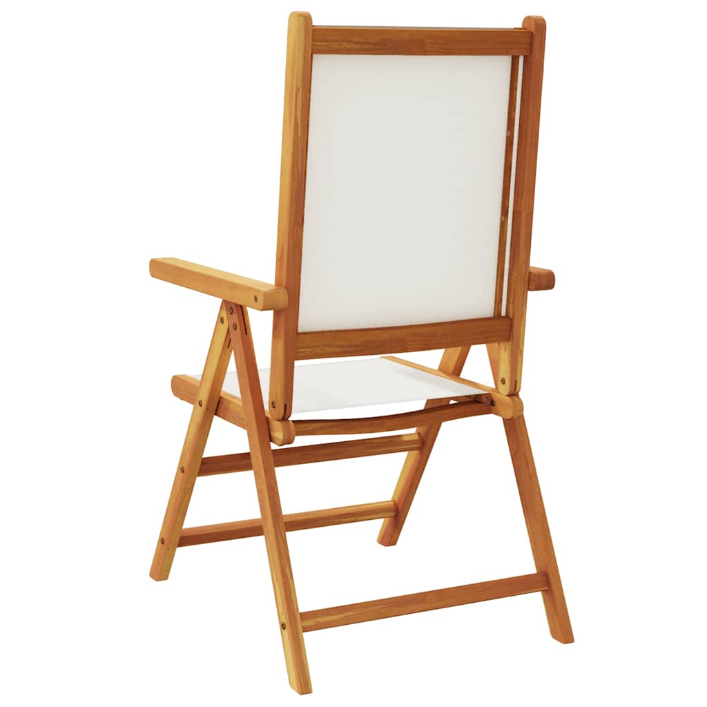 Sedie Reclinabili Pieghevoli 6pz Bianco Crema Tessuto e Legno