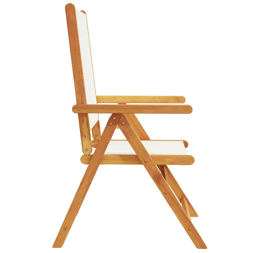 Sedie Reclinabili Pieghevoli 6pz Bianco Crema Tessuto e Legno