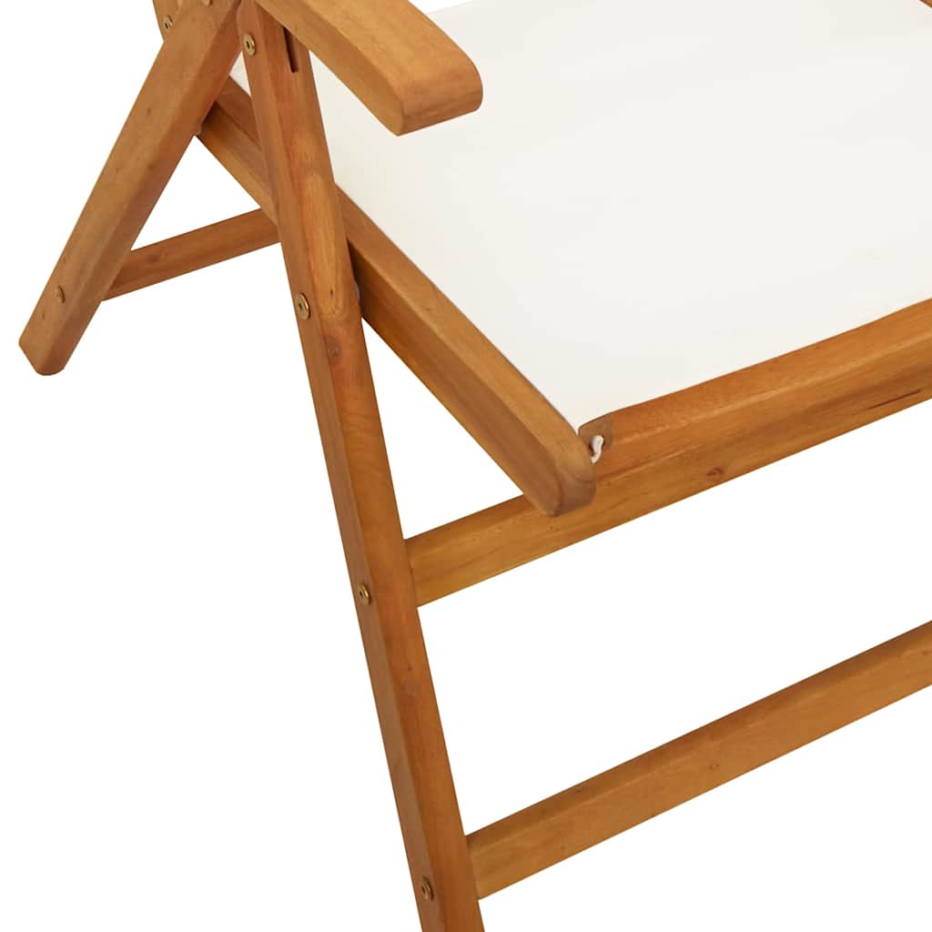 Sedie Reclinabili Pieghevoli 6pz Bianco Crema Tessuto e Legno
