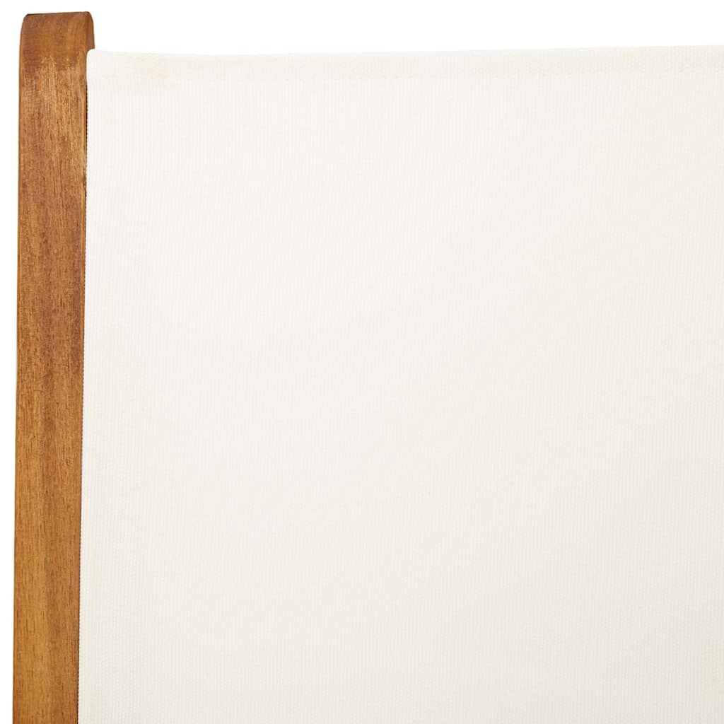 Sedie Reclinabili Pieghevoli 6pz Bianco Crema Tessuto e Legno