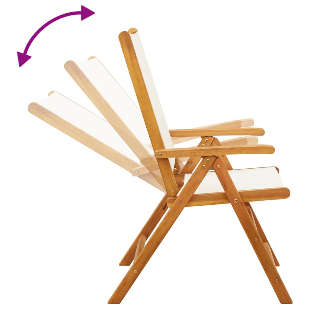 Sedie Reclinabili Pieghevoli 6pz Bianco Crema Tessuto e Legno