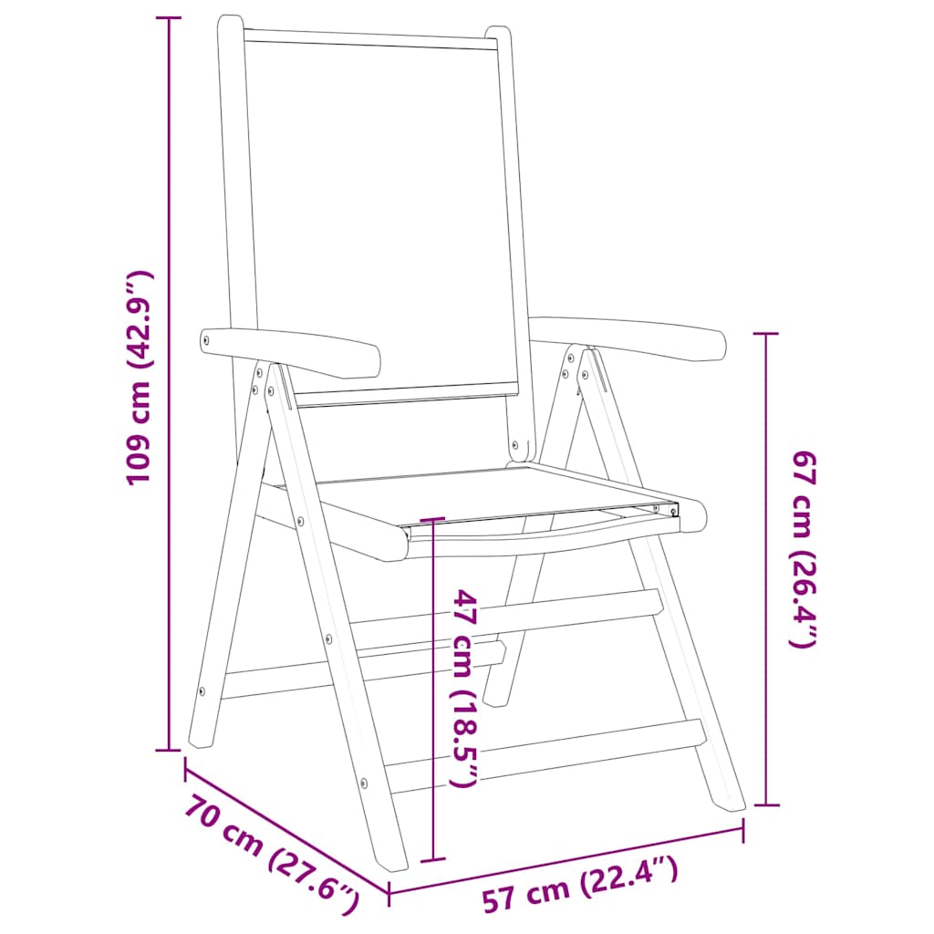 Sedie Reclinabili Pieghevoli 6pz Bianco Crema Tessuto e Legno