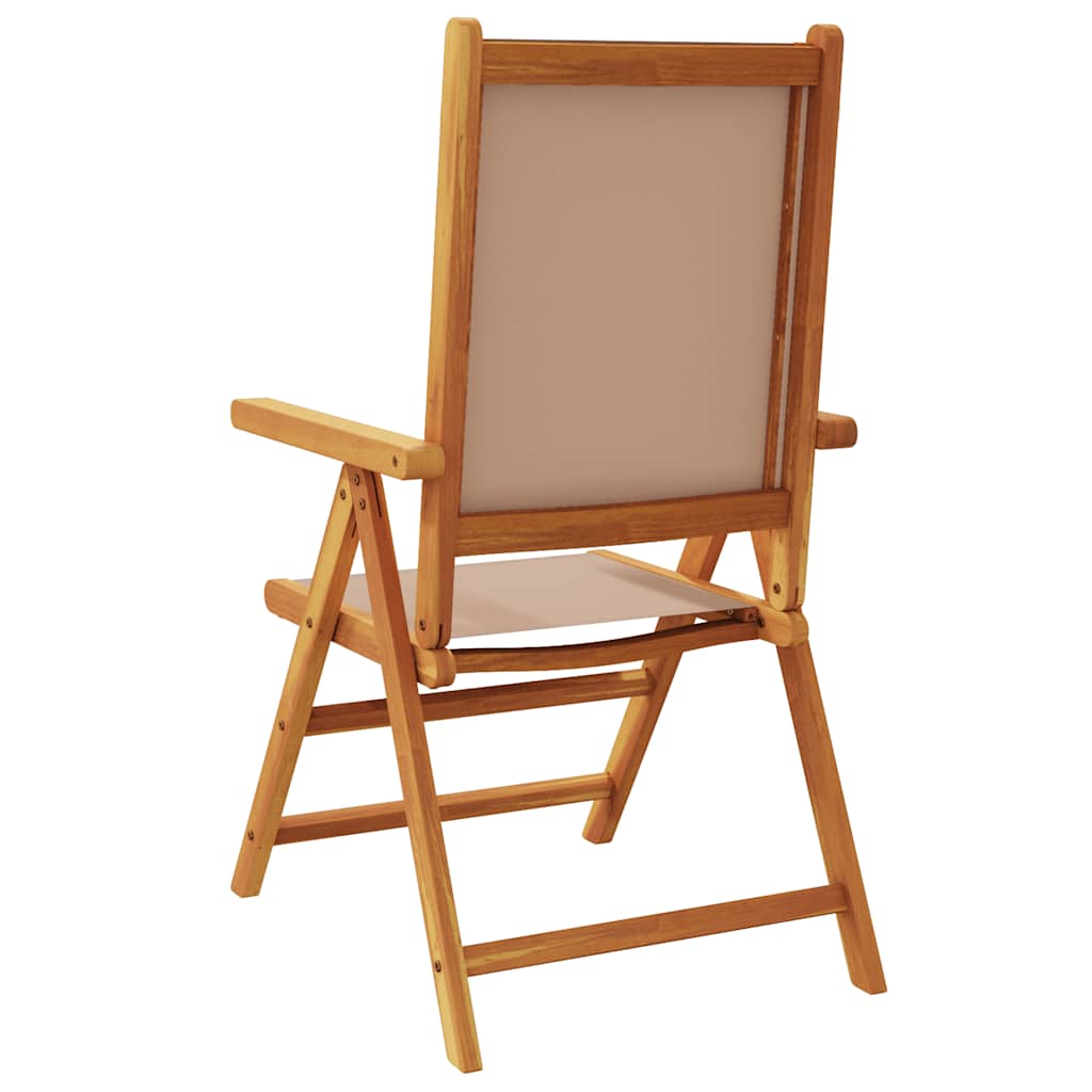 Set di 6 sedie pieghevoli reclinabili in tessuto color tortora e legno massello.