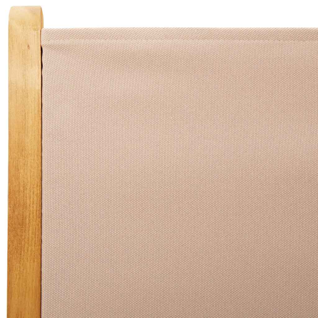 Set di 6 sedie pieghevoli reclinabili in tessuto color tortora e legno massello.