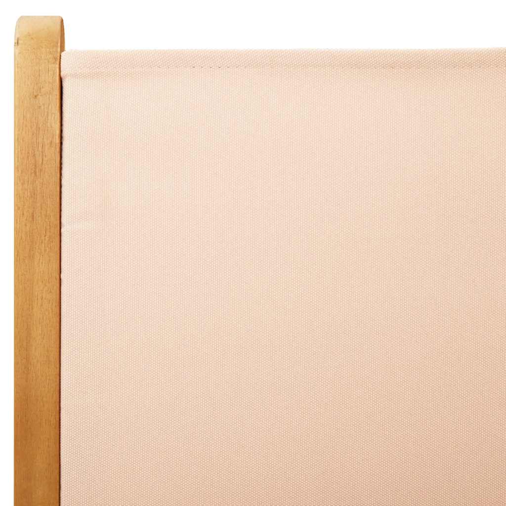 Set di 6 sedie pieghevoli reclinabili in tessuto beige e legno massello.