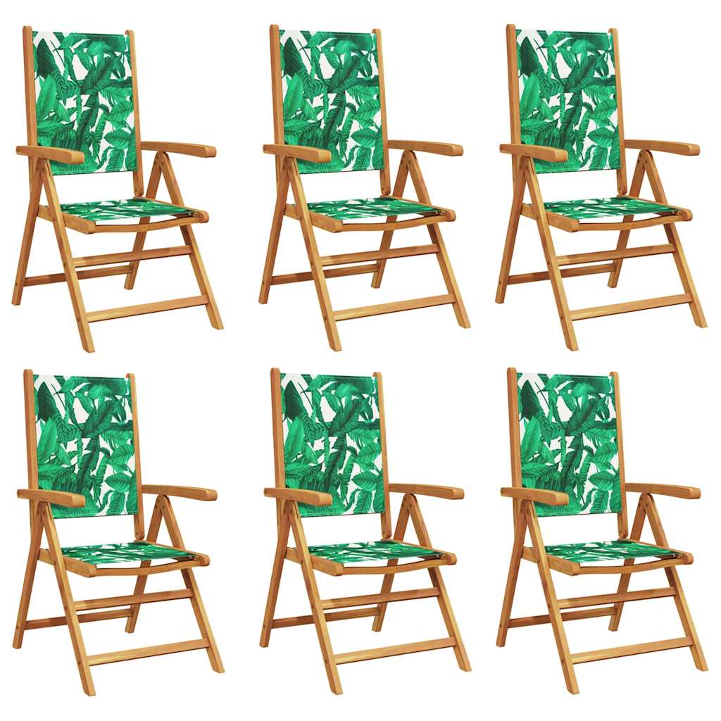 Sedie Reclinabili Pieghevoli 6 pz Verdi Tessuto&Legno Massello