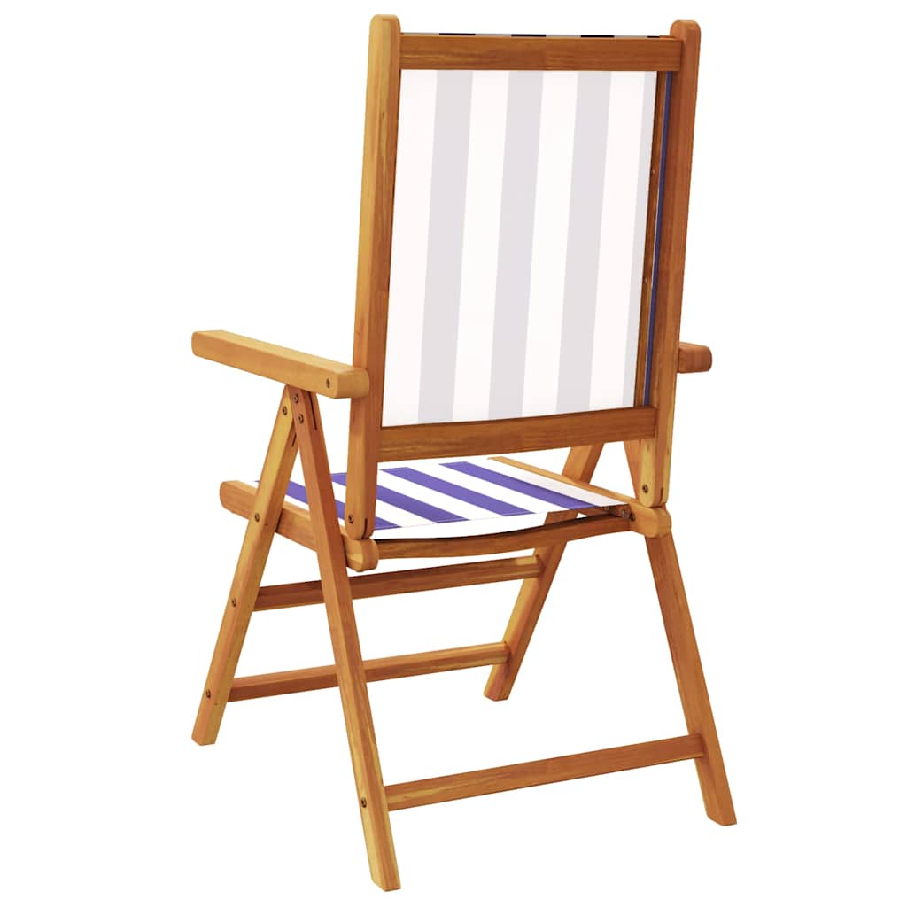 Sedie Reclinabili Pieghevoli 6 pz Blu e Bianco Tessuto e Legno