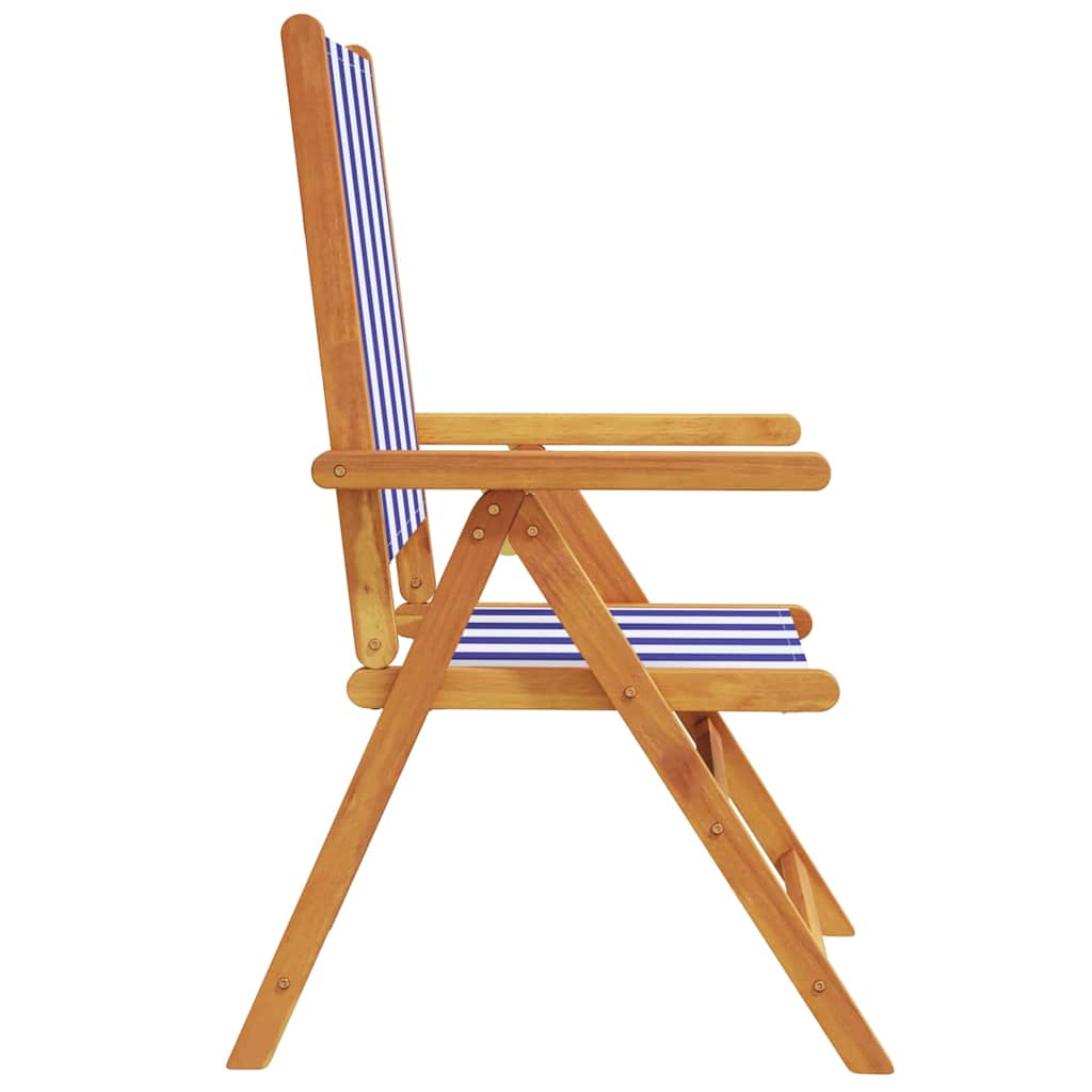 Sedie Reclinabili Pieghevoli 6 pz Blu e Bianco Tessuto e Legno