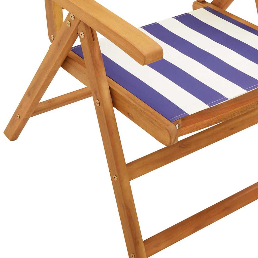 Sedie Reclinabili Pieghevoli 6 pz Blu e Bianco Tessuto e Legno