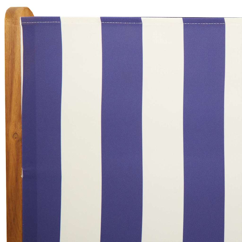 Sedie Reclinabili Pieghevoli 6 pz Blu e Bianco Tessuto e Legno
