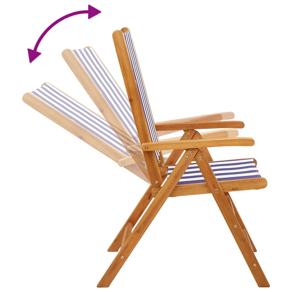 Sedie Reclinabili Pieghevoli 6 pz Blu e Bianco Tessuto e Legno