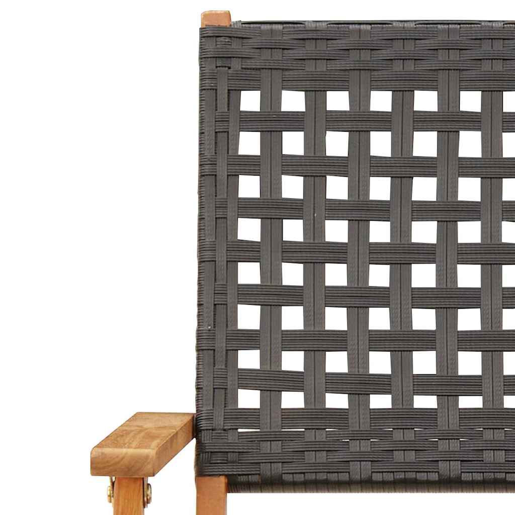 Sedie pieghevoli, 8 pezzi, in polyrattan nero e legno massello