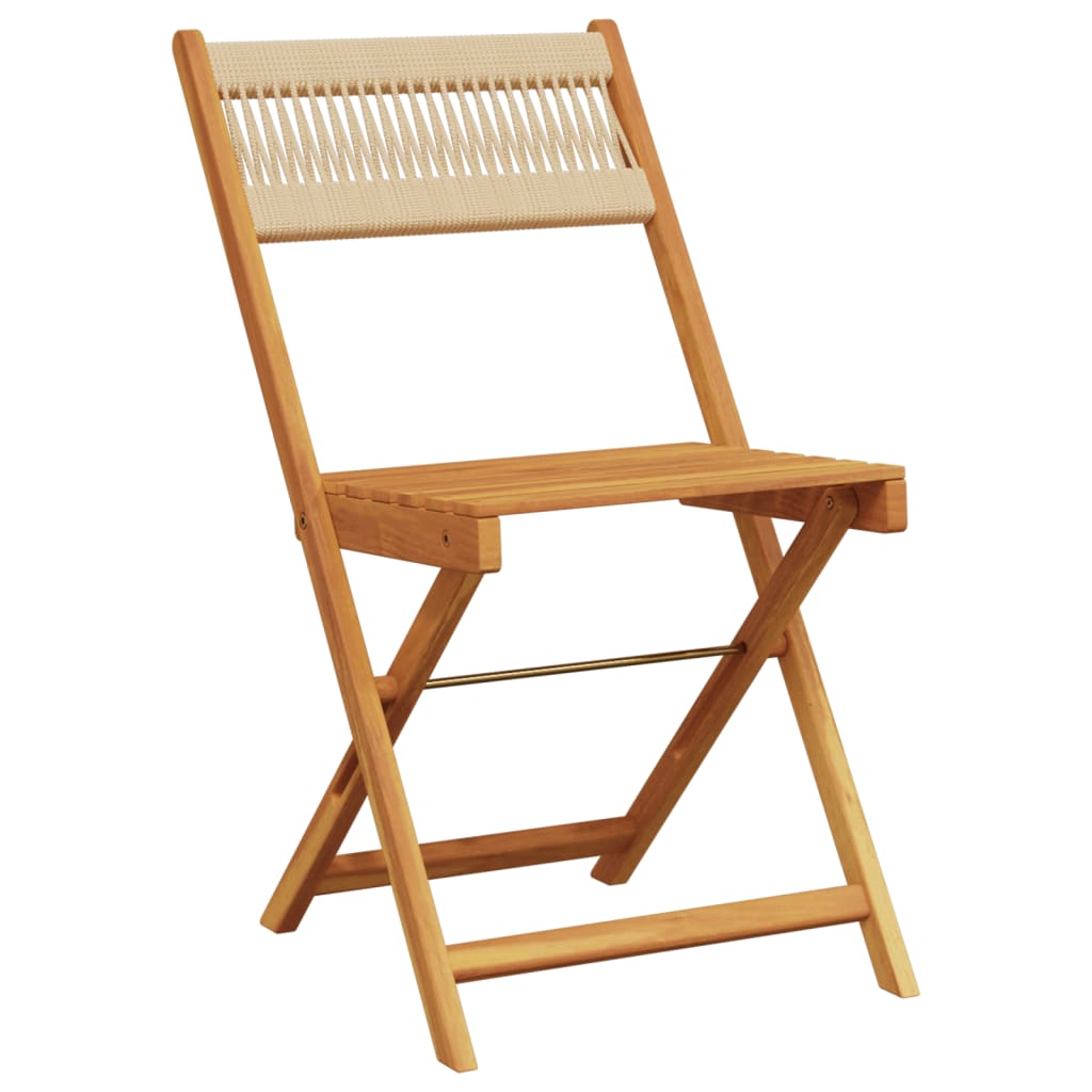 Sedie pieghevoli, 8 pezzi, beige, in legno massello di acacia