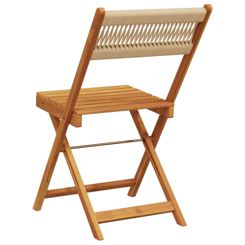 Sedie pieghevoli, 8 pezzi, beige, in legno massello di acacia