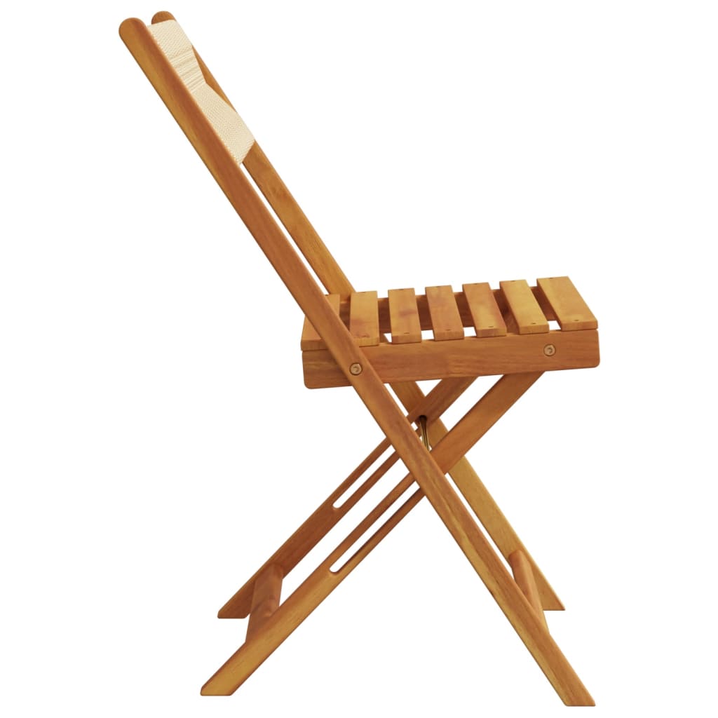 Sedie pieghevoli, 8 pezzi, beige, in legno massello di acacia