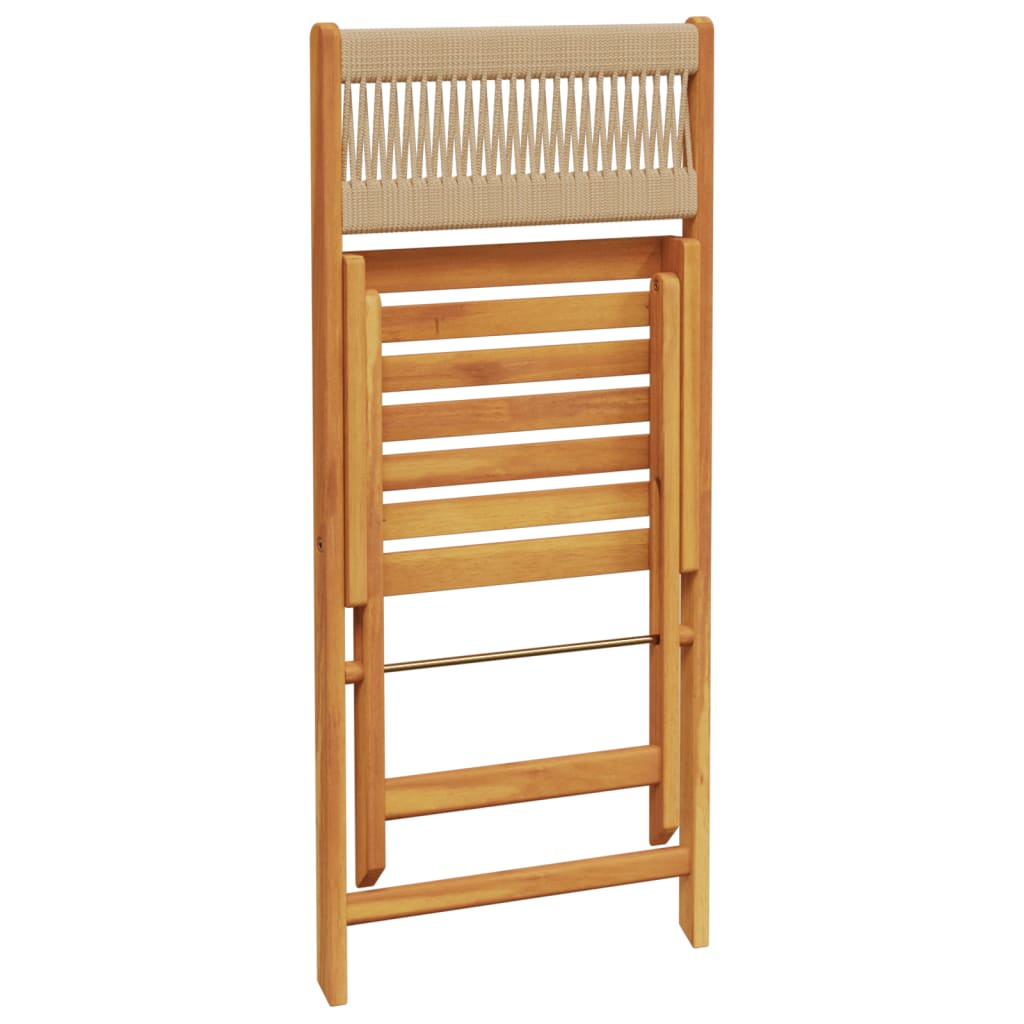 Sedie pieghevoli, 8 pezzi, beige, in legno massello di acacia