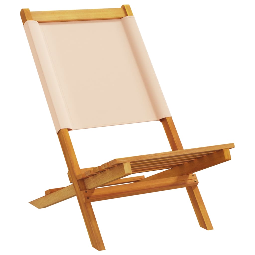 Sedie pieghevoli, 8 pezzi, in tessuto beige e legno massello