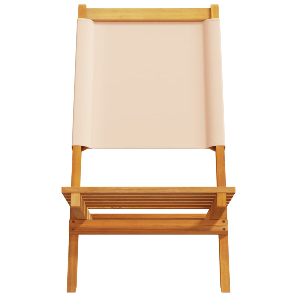 Sedie pieghevoli, 8 pezzi, in tessuto beige e legno massello