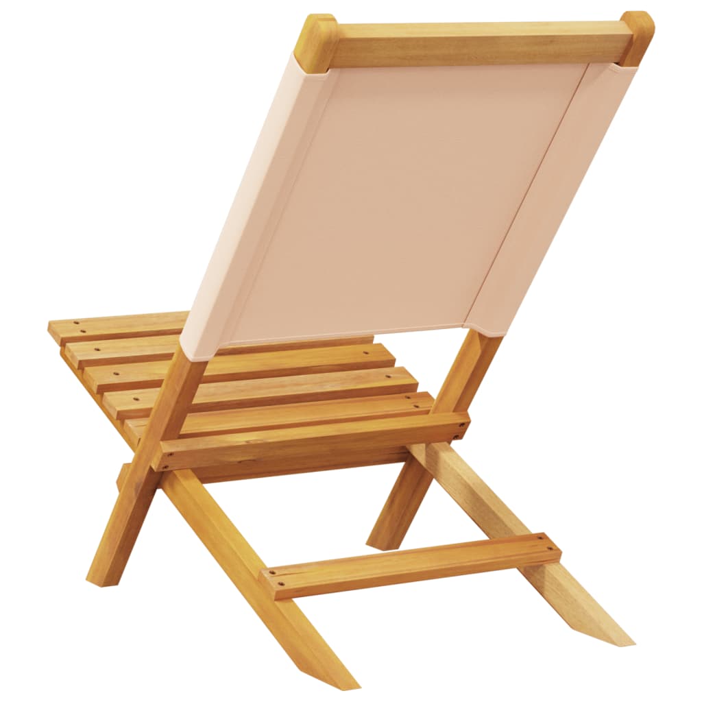 Sedie pieghevoli, 8 pezzi, in tessuto beige e legno massello
