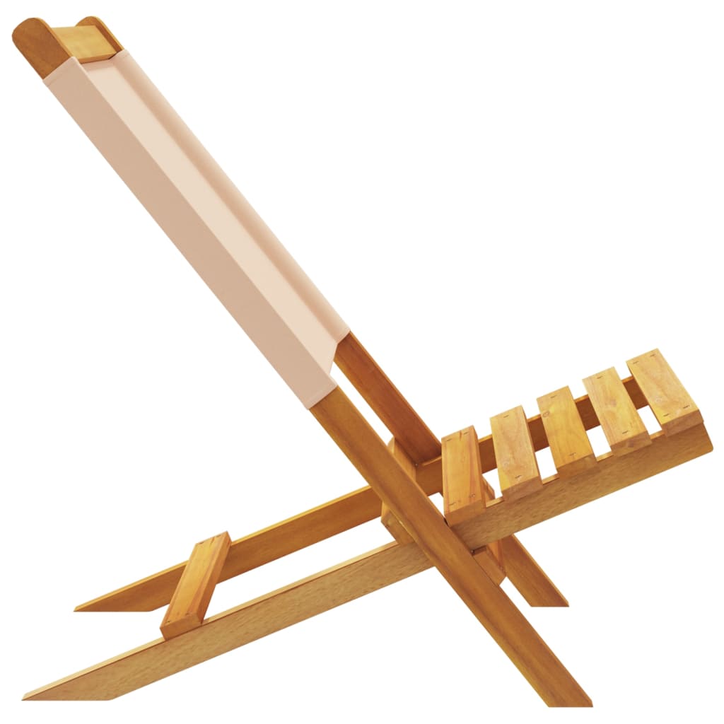 Sedie pieghevoli, 8 pezzi, in tessuto beige e legno massello