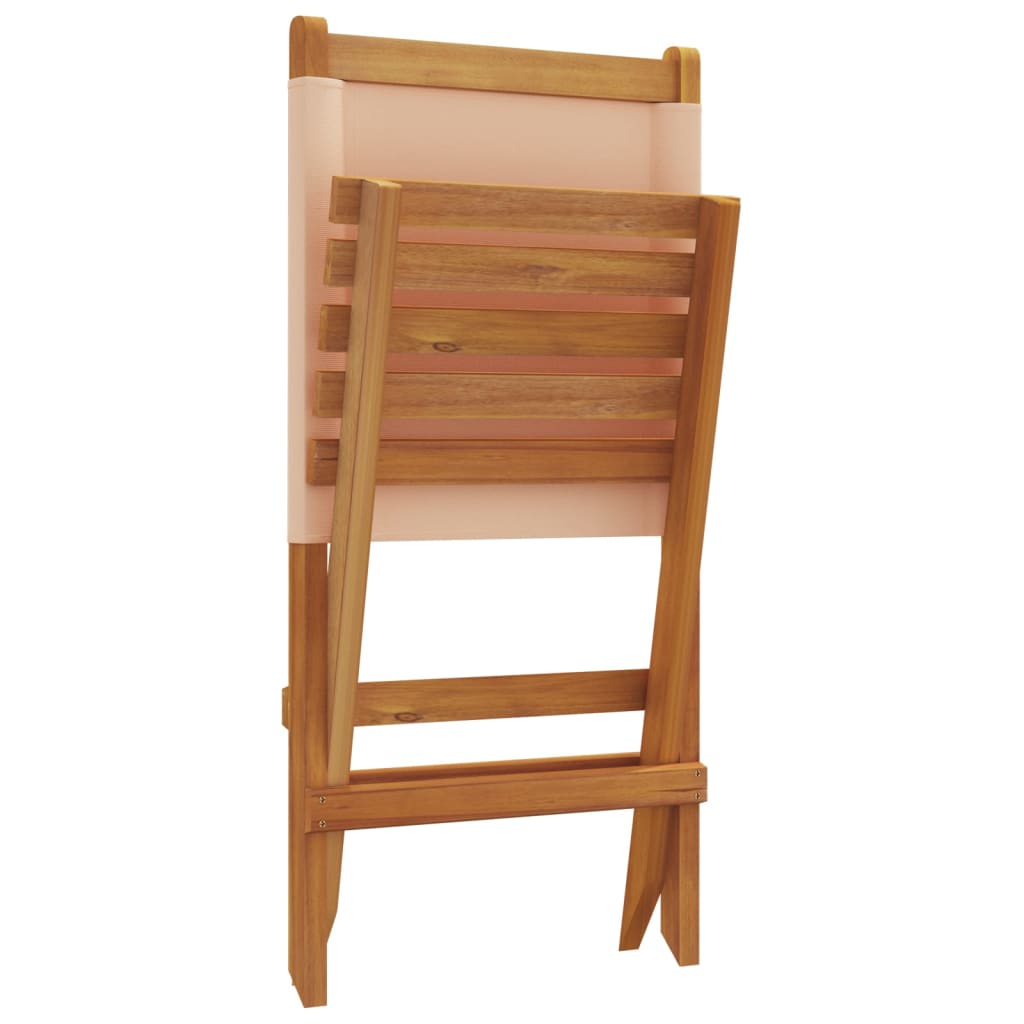 Sedie pieghevoli, 8 pezzi, in tessuto beige e legno massello