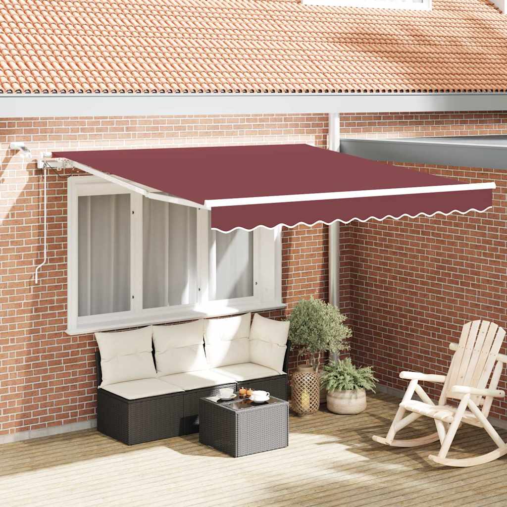 Tenda da Sole Retrattile Automatica con LED Bordò 300x250 cm