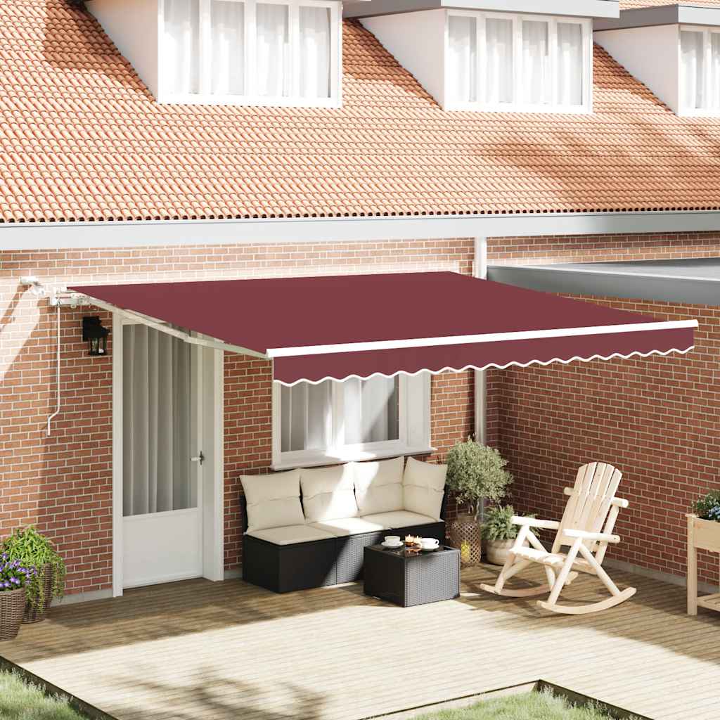 Tenda da Sole Retrattile Automatica con LED Bordò 400x300 cm
