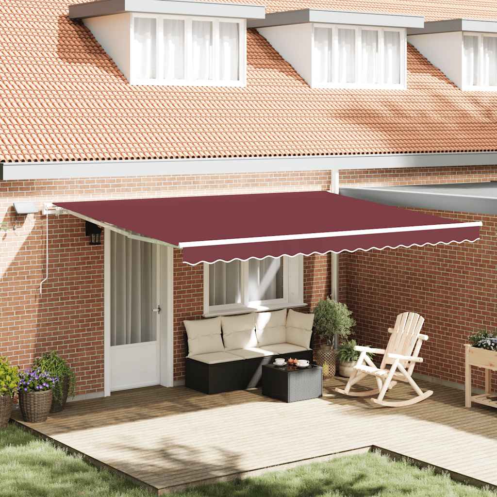 Tenda retrattile Borgogna 450 × 300 cm Tessuto e Alluminio